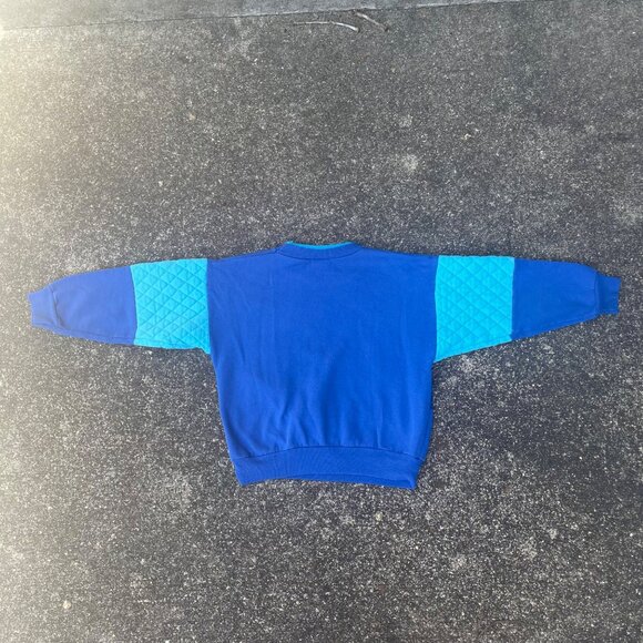 VTG 90s Major Moves Blue Quilted Long Sleeve Basketball Kids Short Sz 6 - Picture 8 of 8